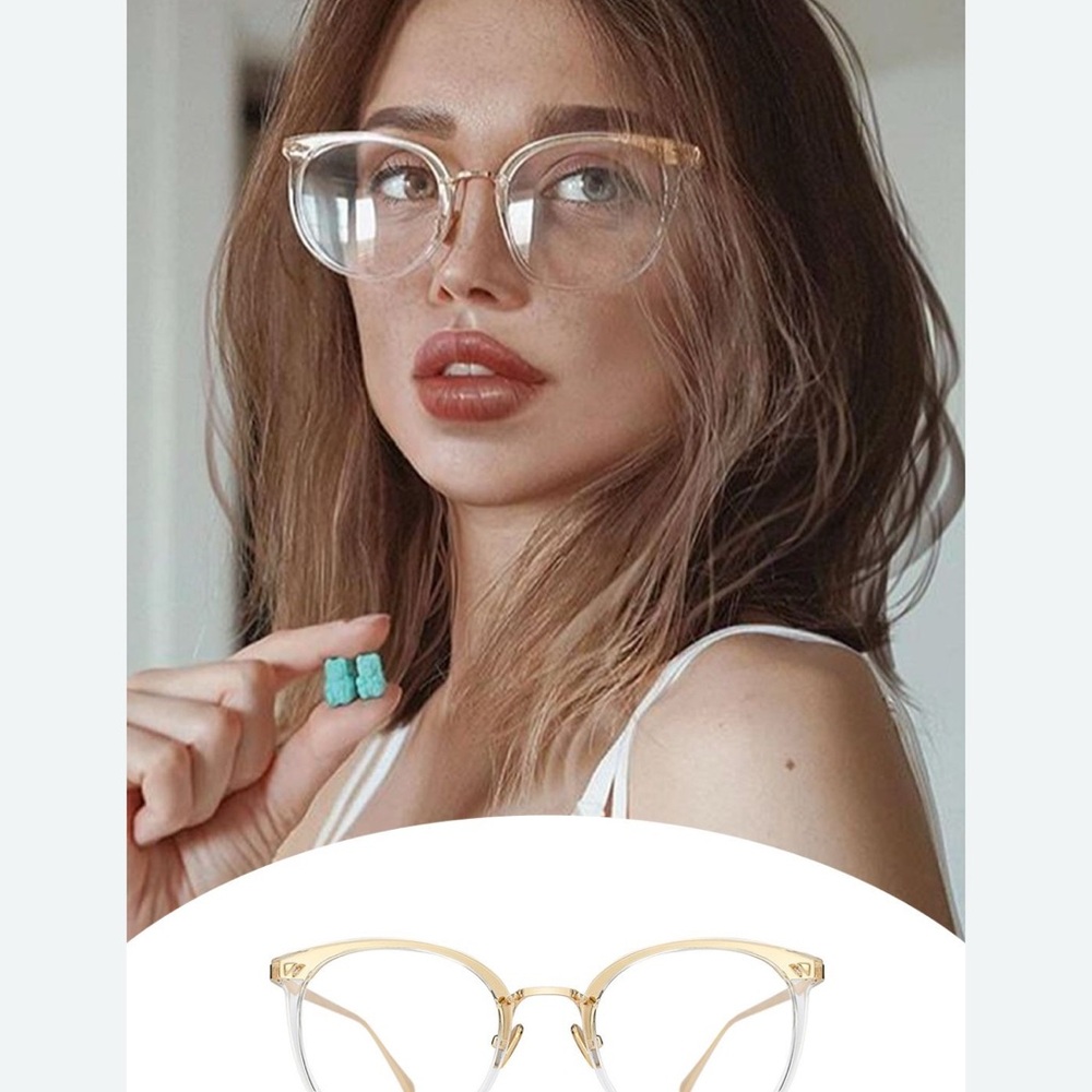 NEW Blue Light Gold and Clear Women's Glasses